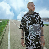 Men T Shirt Summer Casual Tops Cartoon Full Printed Short Sleeve T-shirt Fashionable Loose