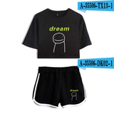Dreamwastaken Men's Novelty Hoodies Dream Merch Shirt Printed Sexy Navel Exposed T-shirt Shorts Set