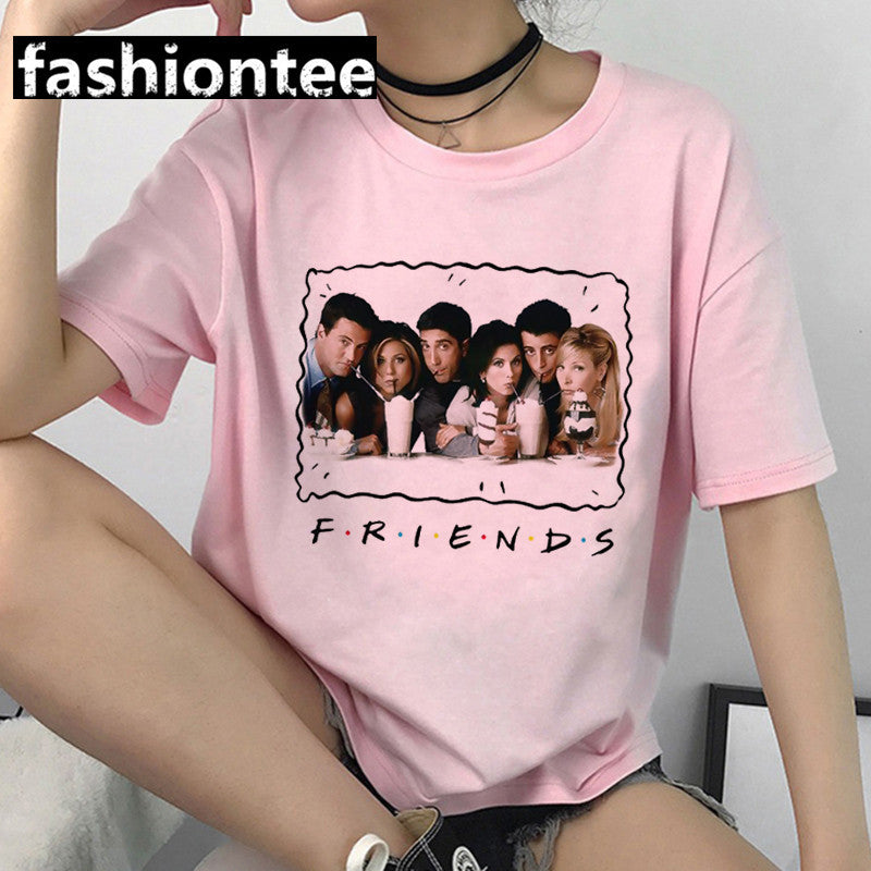 Friends Joey T Shirt Friends Pink Casual Loose-Fitting T-shirt