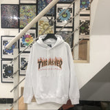 Thrasher Hoodie Flame American Style Loose Hooded Sweater for Men and Women Autumn and Winter