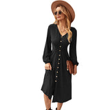 Beth Dutton Outfits Knitted Dress Autumn and Winter Tight Waist Slimming A- line Skirt V-neck Sexy Dress