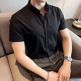 Men's Shirt Men's Summer Stripes Drape Slim-Fit Short Sleeve