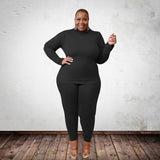 Women Plus Size Co-Ords Knitted Stretch Slim Fit Loungewear Suit