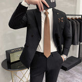 Seersucker Suit Striped Double Breasted Suit