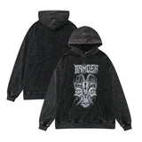 Skull Hoodie Skull Dark Washed and Worn Hoodie Autumn and Winter Hip Hop Jacket