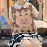 Gothic Lolita Harajuku Style Clothing Autumn New Love Bear Sweater Vest