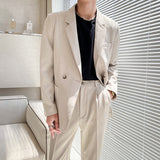 Double Brewed Seersucker Suit Men's Loose Solid Color Coat