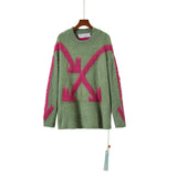 Off White Winter Sweaters Autumn Mohair round Neck Sweater