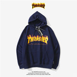 Thrasher Hoodie Sweater Hooded Velvet Padded Loose Long Sleeve