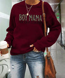 Boy Mama Hoodie Letter Print Casual Fashion Long Sleeve Sweatshirt