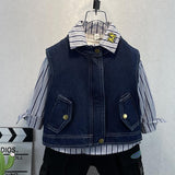 Toddler Boys Jackets Boys Autumn Clothing Suit Children's Shirt Cowboy Two-Piece Vest Set
