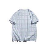 Men T Shirt Summer Casual Tops Summer Casual Cartoon Bear Printed Plaid Short Sleeve T-shirt