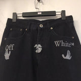 Off White Winter Pants Spring/Summer Printed Casual Jeans for Men