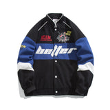 Blackair Jacket Vintage Casual Multicolor Embroidered Baseball Collar Cotton Jacket