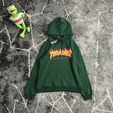 Thrasher T Shirt Autumn Flame Letter Hooded Sweater Cotton Loose Sports