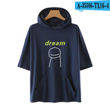 Dreamwastaken Novelty Hoodies Dream Merch Shirt Loose Print Fashion Loose Hooded T-shirt Short Sleeve Top