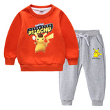 Children Pokemon Pikachu Hoodie & Pant Set Fleece Lined Padded Warm Keeping Winter Clothes Sweatershirt Suit
