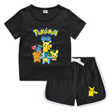 Children Pokemon Pikachu Tshirts & Shorts Leisure Sports Suction Suit Neutral
