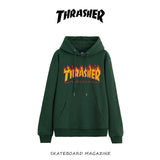 Thrasher Hoodie Flame Sweater Autumn and Winter Sports Loose Hooded