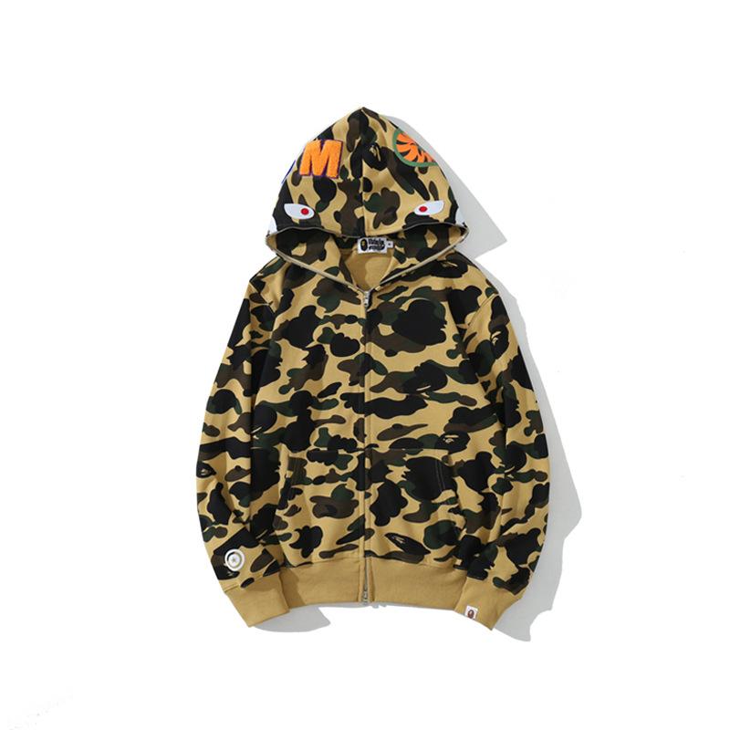 Shark Print Hoodie Autumn and Winter Shark Head Terry Sweater Men's and Women's Casual Camouflage Thin Sweater Baggy Coat