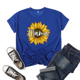 Boy Mama T Shirts Sunflower Mama Printed Short Sleeve round Neck T-shirt