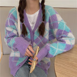 Preppy Aesthetic Outfits Cardigan Knitted Coat Women Autumn and Winter Loose