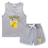 Children Pokemon Pikachu Tshirts & Shorts Casual Sports Sweat-Absorbent Suit Neutral