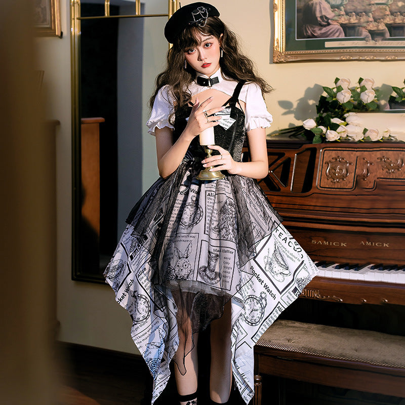 Gothic Lolita Harajuku Style Clothing Lolita Irregular Dress Alice Op Dress Summer Patchwork Skirt Female