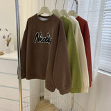 Harvard Sweatshirt Crew Neck Pullover Sweatshirt Female Winter Loose-Fitting Fashion Retro Thickened Warm Coat