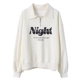 Diana Harvard Sweatshirt Zipper Polo Collar Letter Profile Sweater