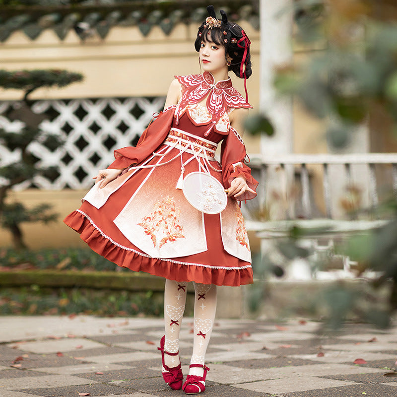 Gothic Lolita Harajuku Style Clothing Chinese Style Lolita Dress Fengming JSK Retro Element Skirt Improved Hanfu Women