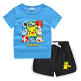 Children Pokemon Pikachu Tshirts & Shorts Casual Sweat Wicking Suit Neutral