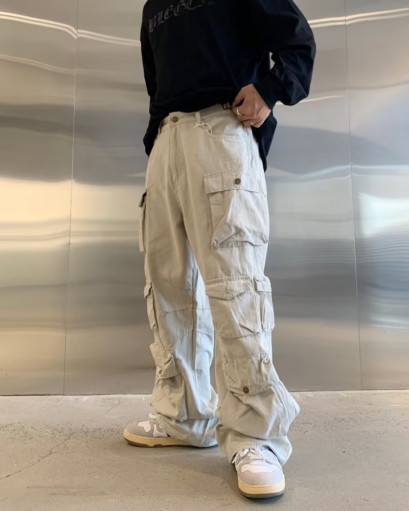 Men Cargo Pants Loose Straight Cargo Pants Men's and Women's Pants