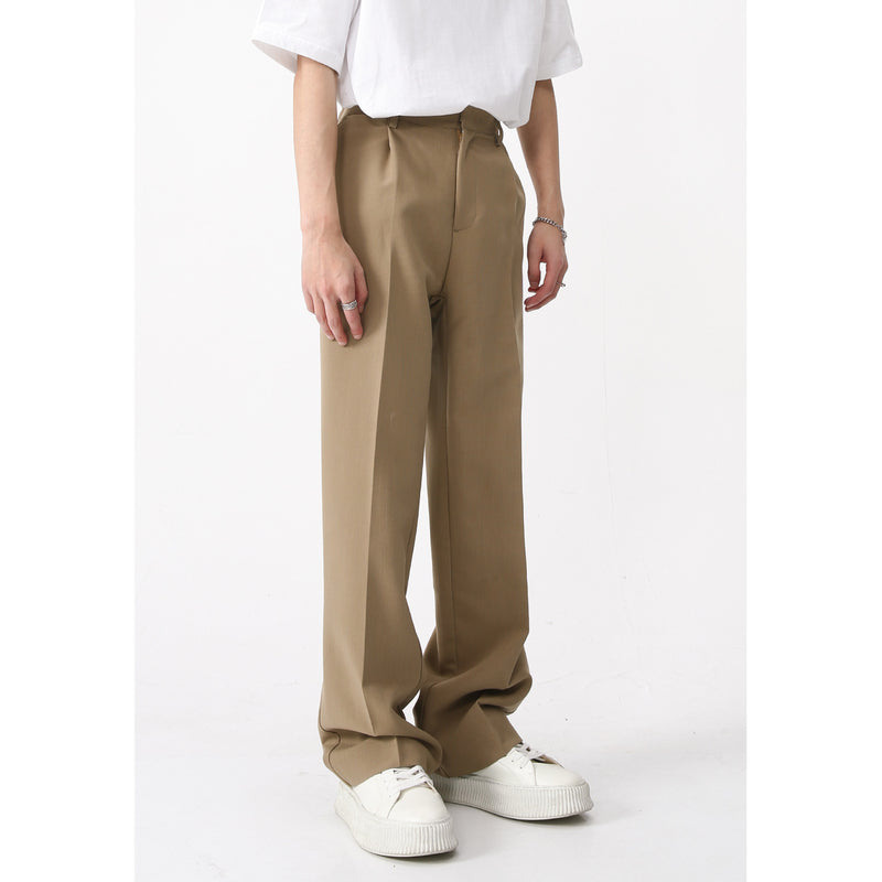 Men Suit Pants Loose Straight Mid-Waist Drape Casual