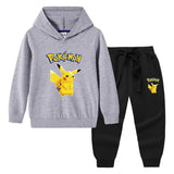 Children Pokemon Pikachu Hoodie & Pant Set Sweater Trousers Two-Piece Baby Cotton Suit