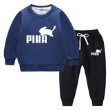 Children Pokemon Pikachu Hoodie & Pant Set Fleece Lined Padded Warm Keeping Winter Clothes Sweatershirt Suit