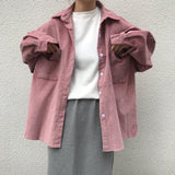 Corduroy Patch Jacket Spring Long Sleeve Shirt Baggy Coat