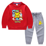 Children Pokemon Pikachu Hoodie & Pant Set Sweater Set Two-Piece Cotton