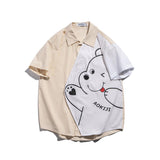 Men T Shirt Summer Casual Tops Cartoon Bear Multicolor Printing Fashion Cropped Sleeve