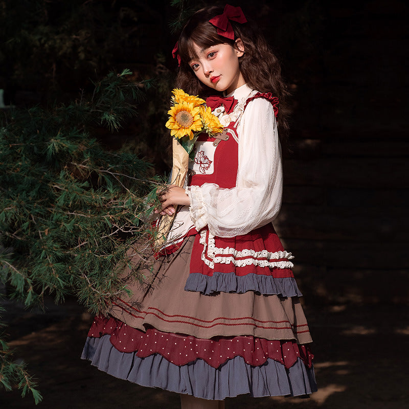 Gothic Lolita Harajuku Style Clothing Pastoral Style Lolita Small Skirt JSK Daily Light Lo Girl Dress