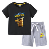 Children Pokemon Pikachu Tshirts & Shorts Cotton Short Sleeve Shorts Suit Two Neutral