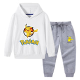 Children Pokemon Pikachu Hoodie & Pant Set Hooded Sweater Trousers Two-Piece Baby Cotton Sweater Set