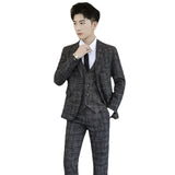 Seersucker Suit Slim-Fitting Suit Three-Piece Plaid Suit