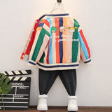 Toddler Boys Jackets Boys Spring and Autumn Coat Stripes Children's Baseball Uniform