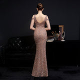 Sequin Evening Dress Slim-Fit Fishtail Skirt Gown