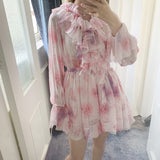 Fairy Dress Fairy Dress Pants Romantic V-neck Lace-up Printed Chiffon Suspender Long Culottes