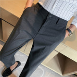 Men Trousers Casual Fashion Simple Back Pocket Embroidered Slim Suit Pants