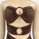 Bella Hadid Dress Fashion Sexy Bandeau Navel Drawstring Dress