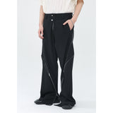 Men Suit Pants Zipper Design Split Slightly Pull Vertical Suit Pants