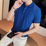 Men Short Sleeve T-Shirt Stretch Casual Polo Collar T-shirt